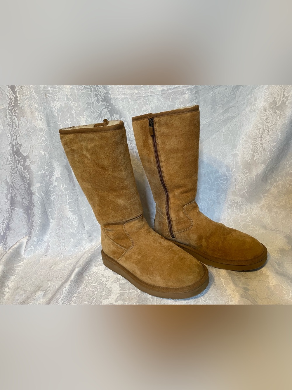 UGG Women's Tall Suede Zip Winter Boots in Chestnut